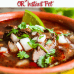 Pinterest graphic for beef birria (Mexican stew).