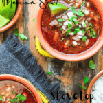 Pinterest graphic for beef birria (Mexican stew).