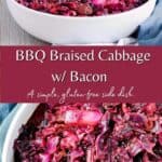 Pinterest graphic for bbq braised cabbage with bacon (see recipe card).