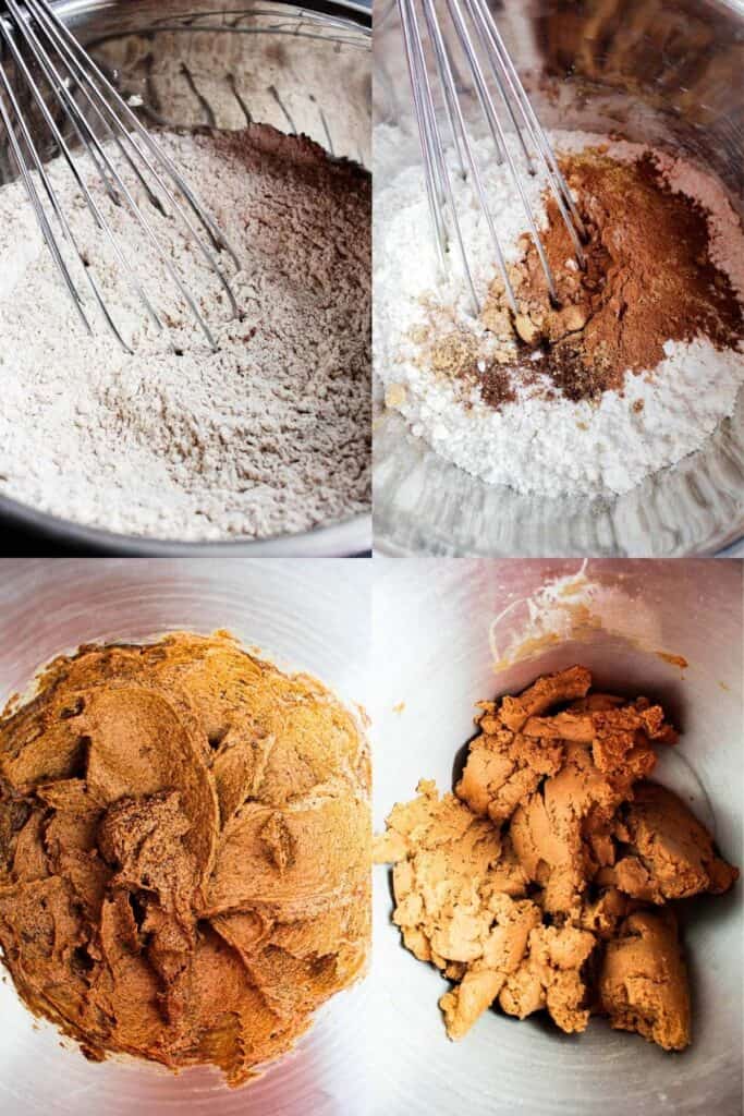 Step by step of dough progression.
