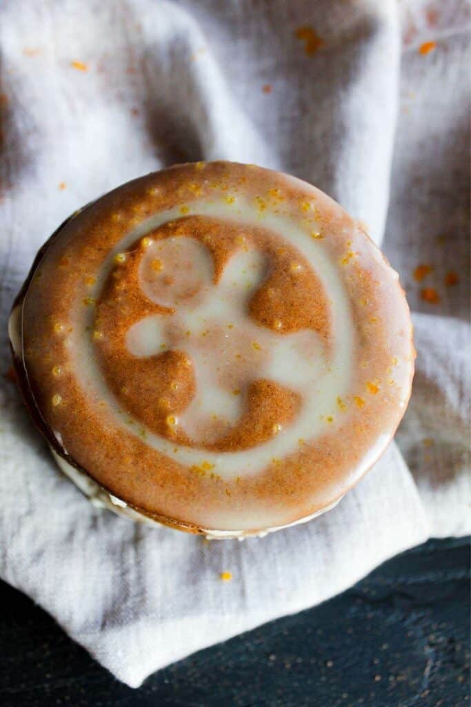 Close-up of glazed gingerbread cookie.
