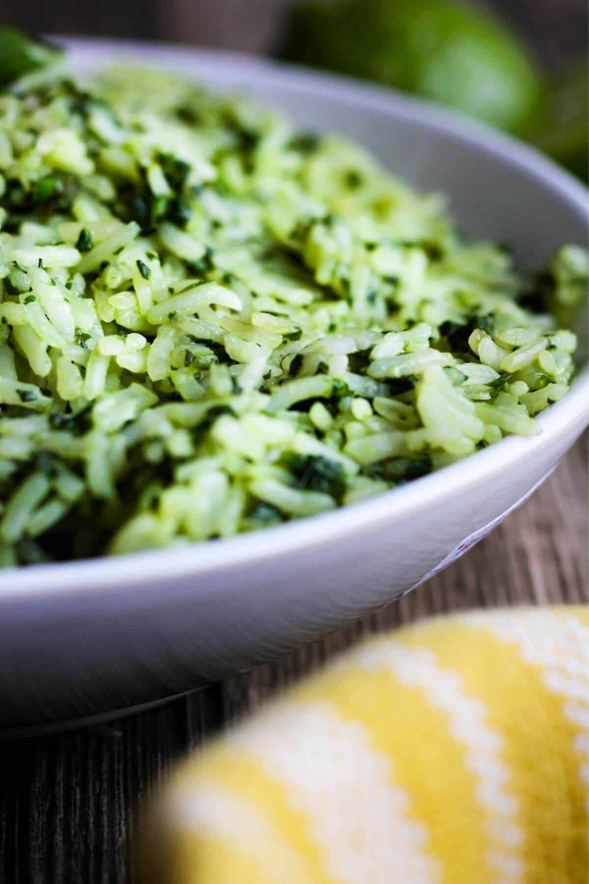 Close up of cilantro lime spinach rice.