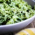 Pinterest graphic for cilantro lime spinach rice.