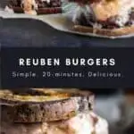 Pinterest graphic for Reuben burgers.