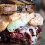 Pinterest graphic for Reuben burgers.