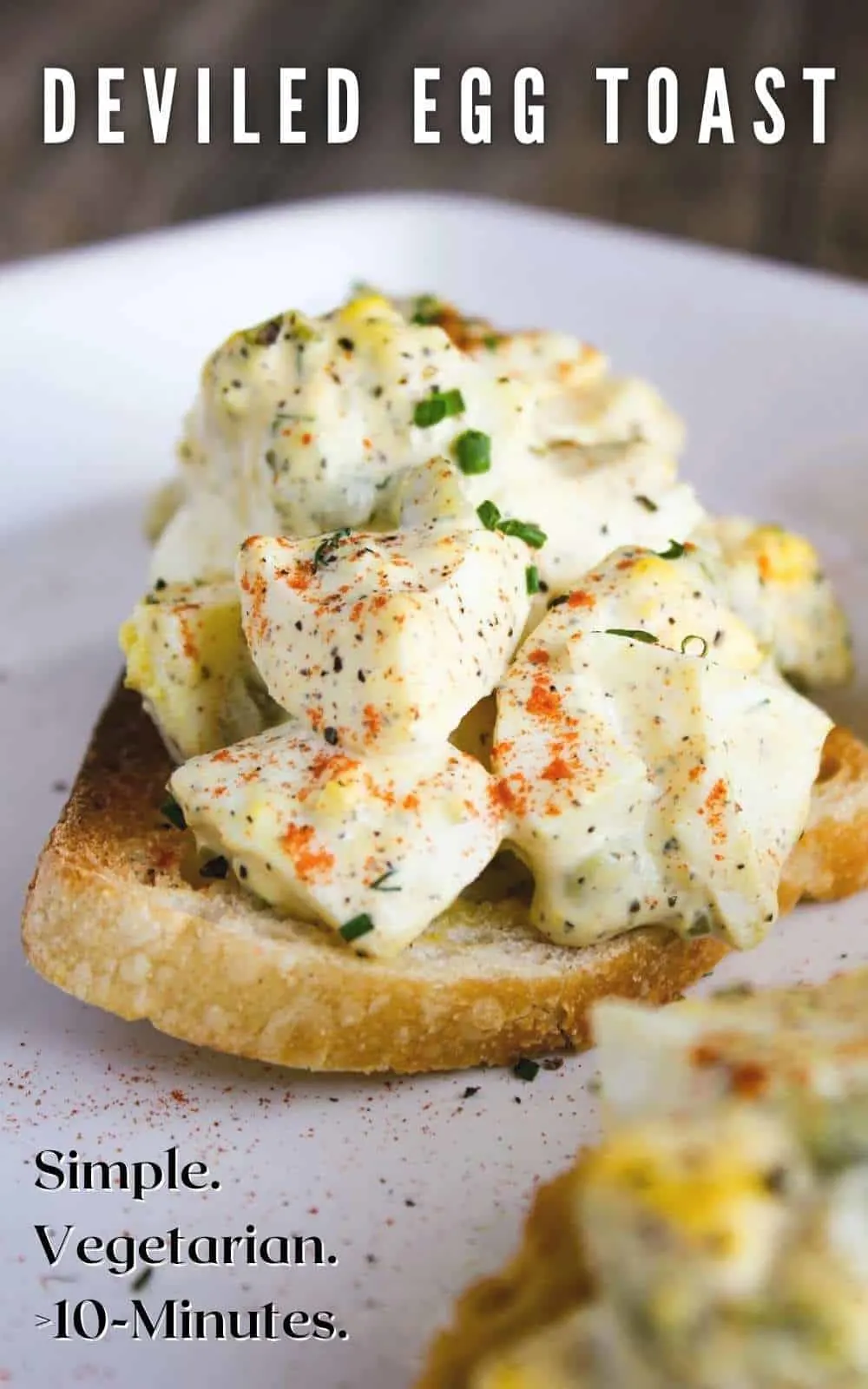 Pinterest graphic for deviled egg toast.