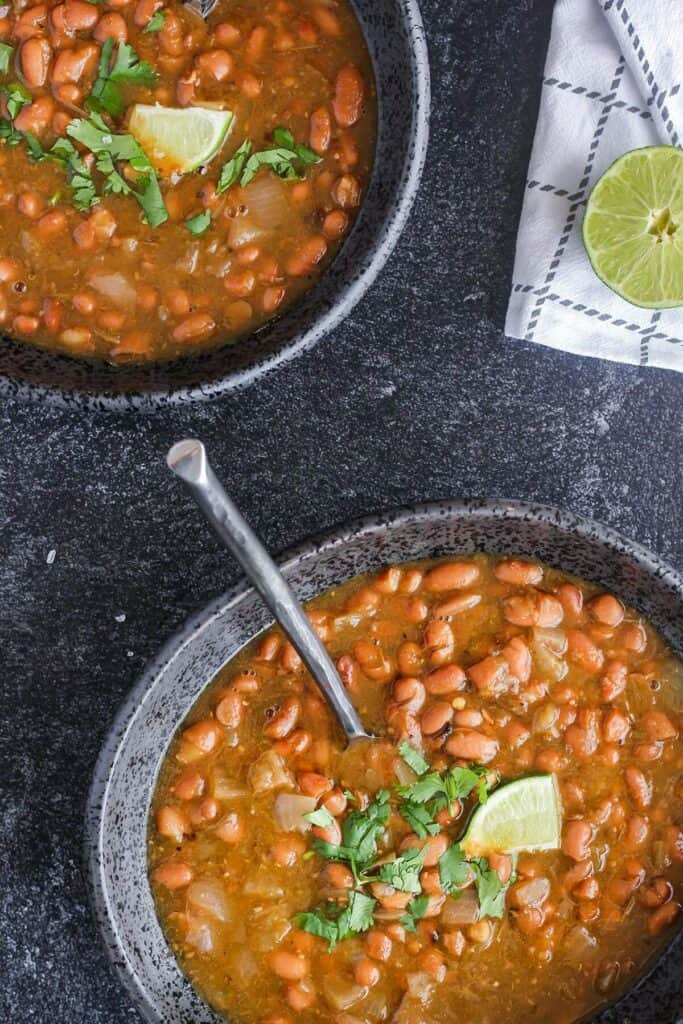 Two bowls of beans.