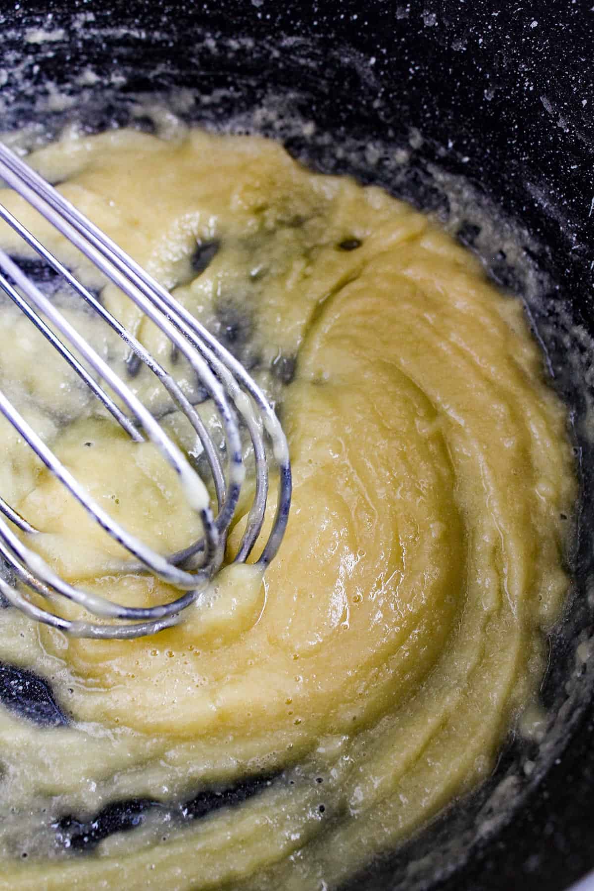 Roux with a whisk.