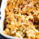Pinterest graphic for bbq brisket mac and cheese.