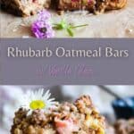 Pinterest graphic for rhubarb oatmeal bars.