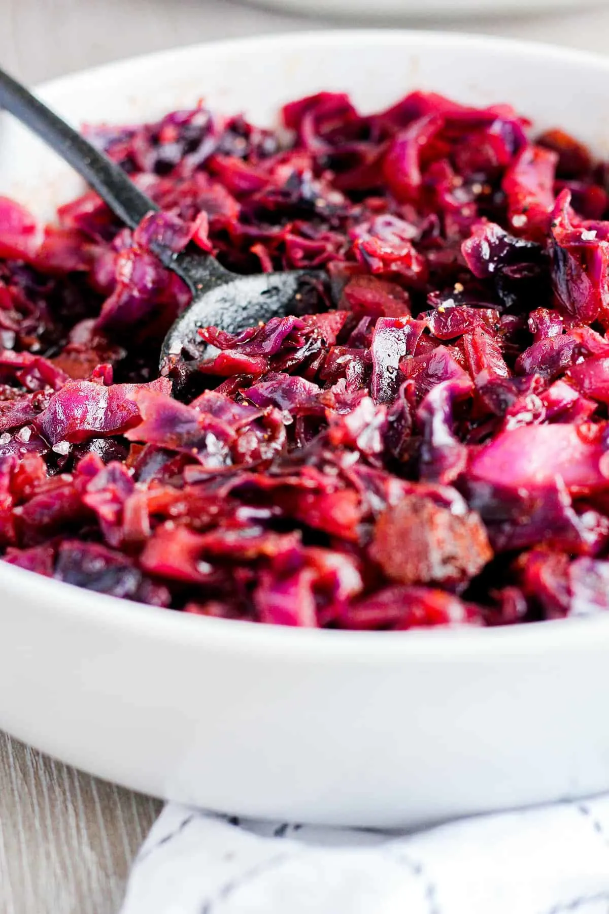 Close up of barbecue braised cabbage.
