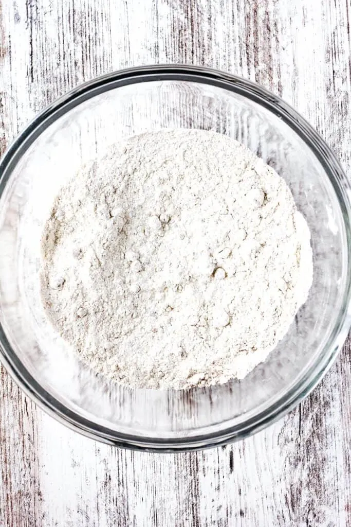 Dry ingredients combined in a bowl.
