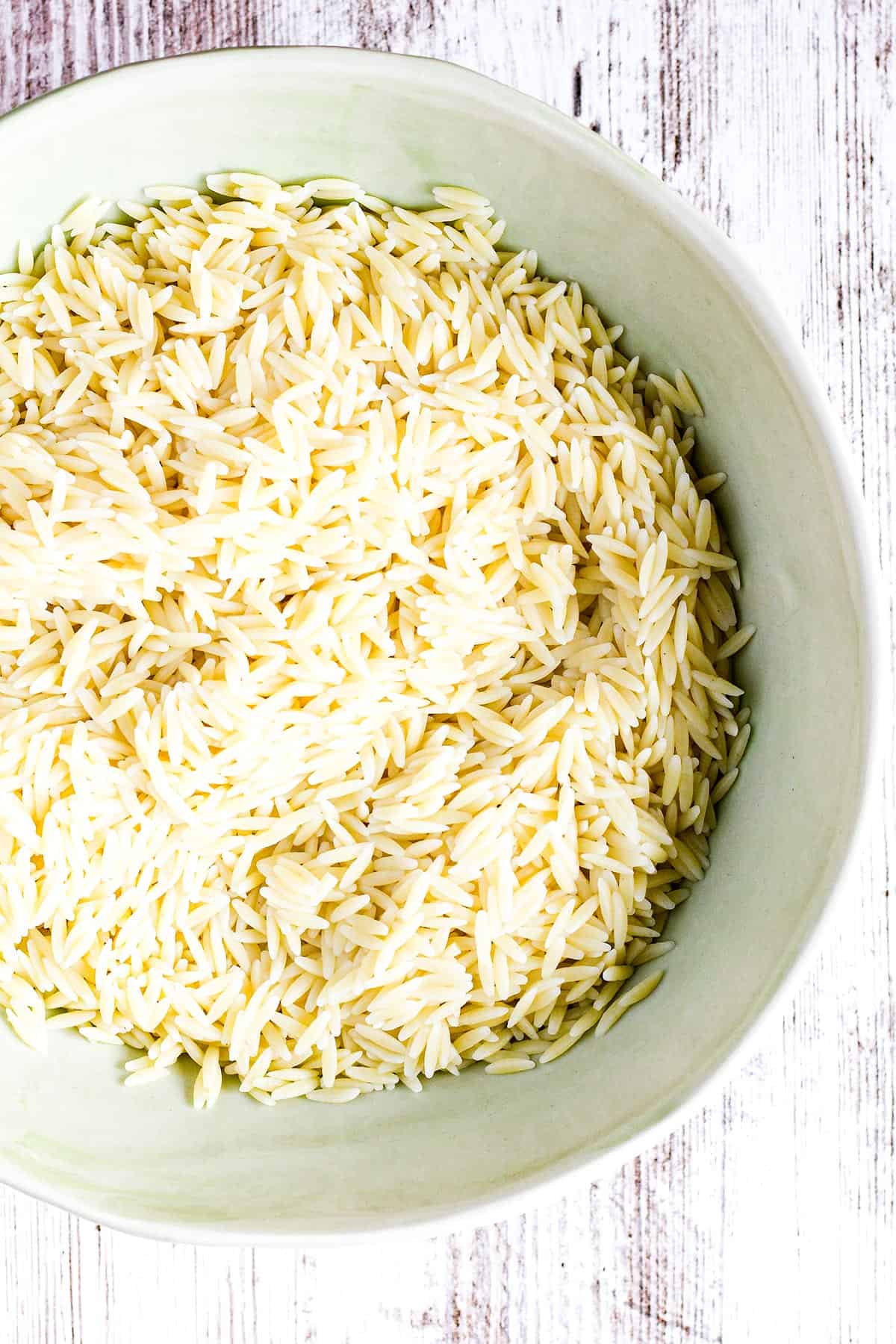 Cooked orzo in a bowl. 