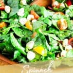 Pinterest graphic for caprese salad with spinach.