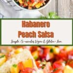 Pinterest graphic for habanero peach salsa.