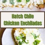 Pinterest graphic for hatch chile enchiladas.