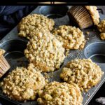 Pinterest graphic for apple chai spice muffins with streusel.
