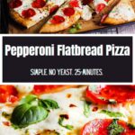 Pinterest graphic for pepperoni flatbread pizza.