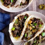 Pinterest graphic for philly cheesesteak tacos.