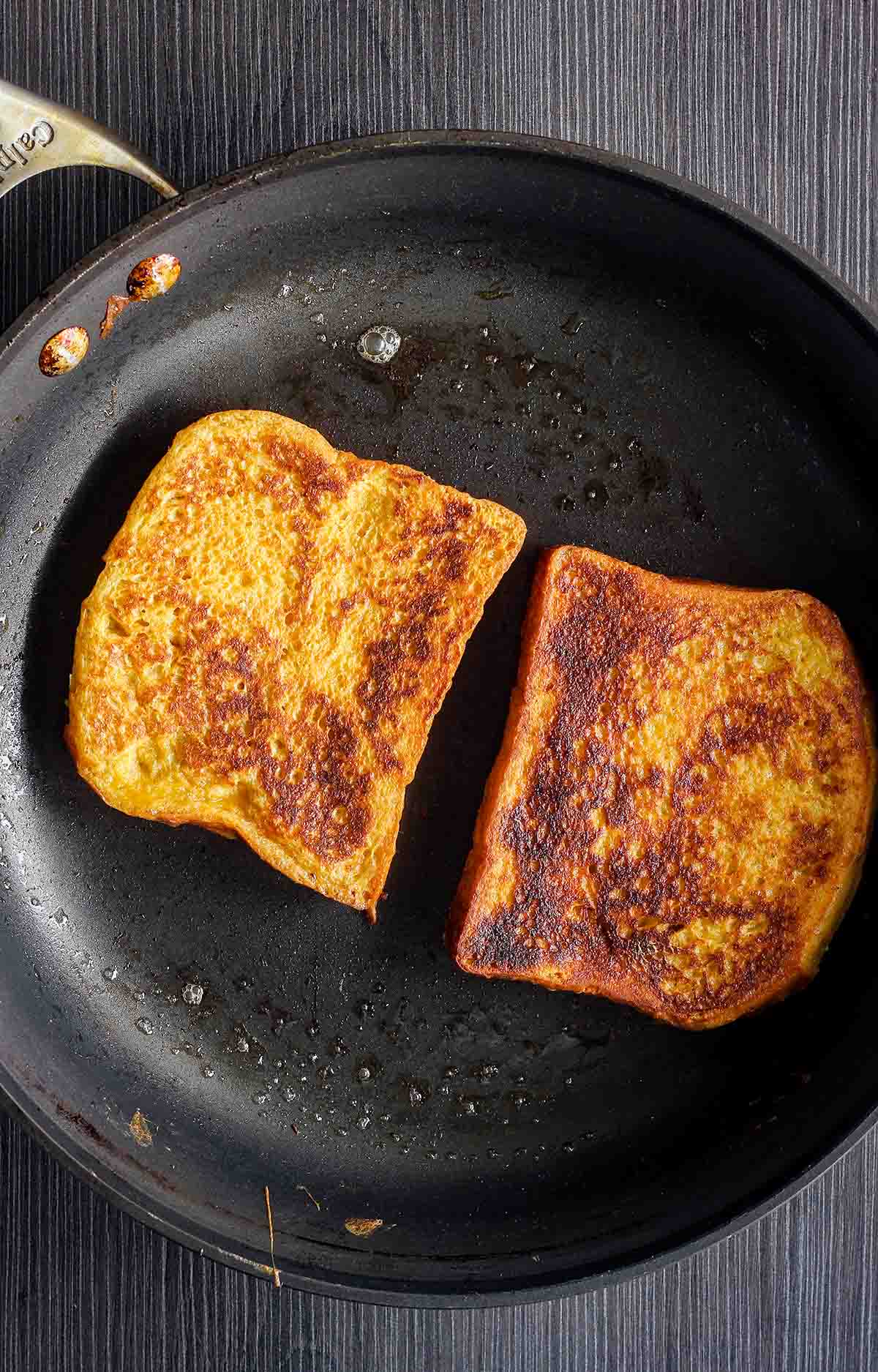 French toast in frying pan.