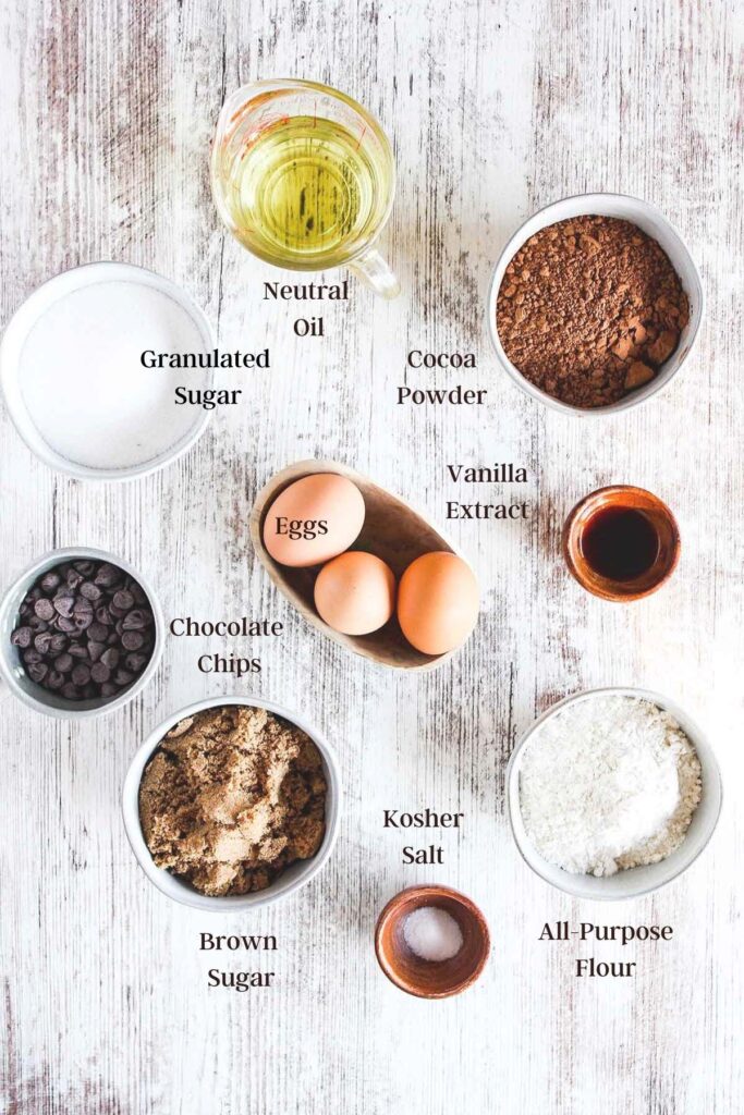 Ingredients for mini brownies (see recipe card).