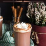 Pinterest graphic for Amaretto hot chocolate.