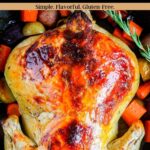 Pinterest graphic for orange brined roast chicken.