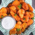 Pinterest graphic for buffalo fried pickles.