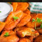 Pinterest graphic for buffalo fried pickles.