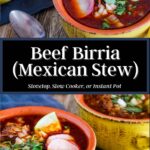 Pinterest graphic for birria stew.
