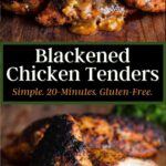 Pinterest graphic for blackened chicken tenders.