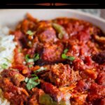 Pinterest graphic for spicy pork chili.