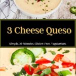 Pinterest graphic for three cheese queso.