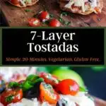 Pinterest graphic for 7-layer tostadas.