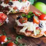 Pinterest graphic for 7-layer tostadas.