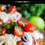 Pinterest graphic for 7-layer tostadas.