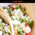 Pinterest graphic for blackened chicken tacos.