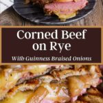 Pinterest graphic for corned beef on rye.