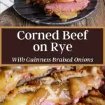Pinterest graphic for corned beef on rye.