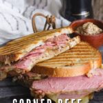 Pinterest graphic for corned beef on rye.
