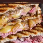 Pinterest graphic for corned beef on rye.