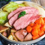 Pinterest graphic for Dutch oven corned beef.