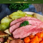 Pinterest graphic for Dutch oven corned beef.