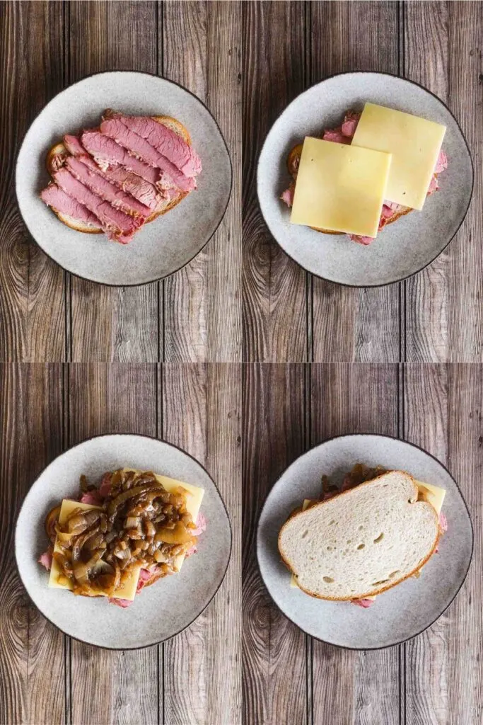 Four stages on sandwich assembly.