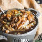 Pinterest graphic for Guinness braised onions.