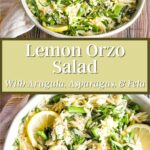 Pinterest graphic for lemon orzo salad.