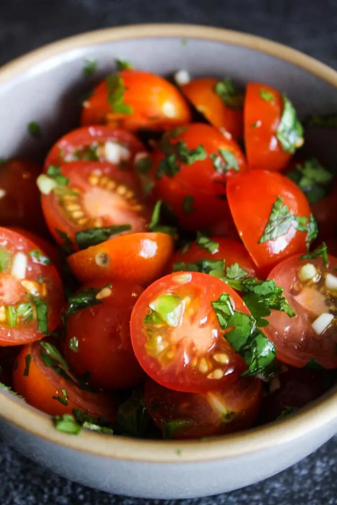 Pico de gallo in a bowl.