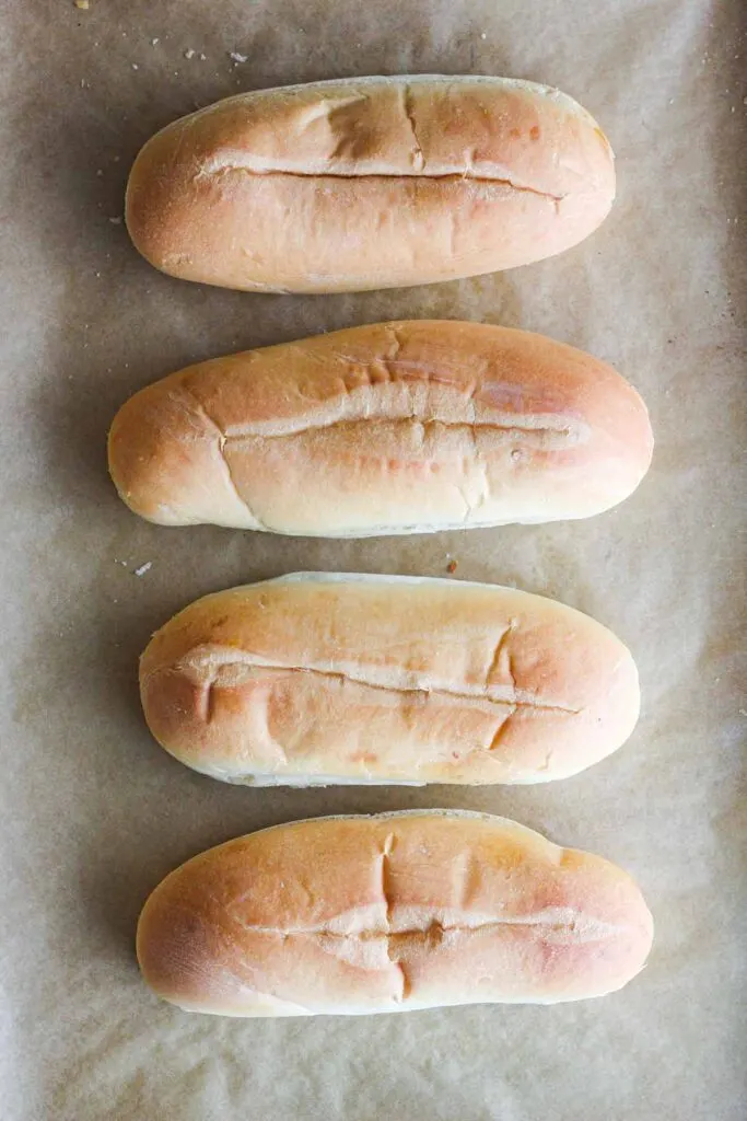 Four hoagie rolls.