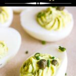 Pinterest graphic for green goddess deviled eggs.