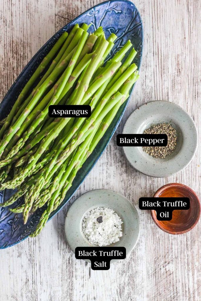 Ingredients for truffle asparagus (see recipe card).
